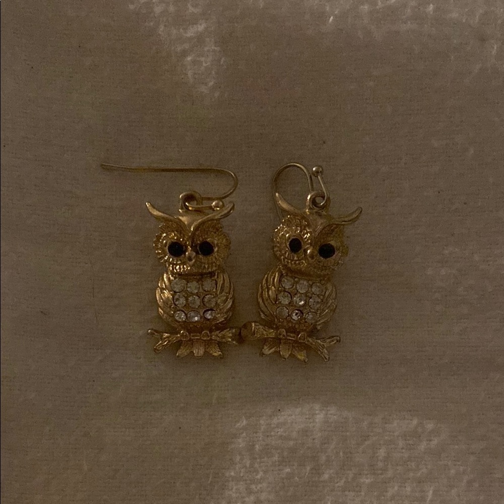 Gold Owl Earrings
